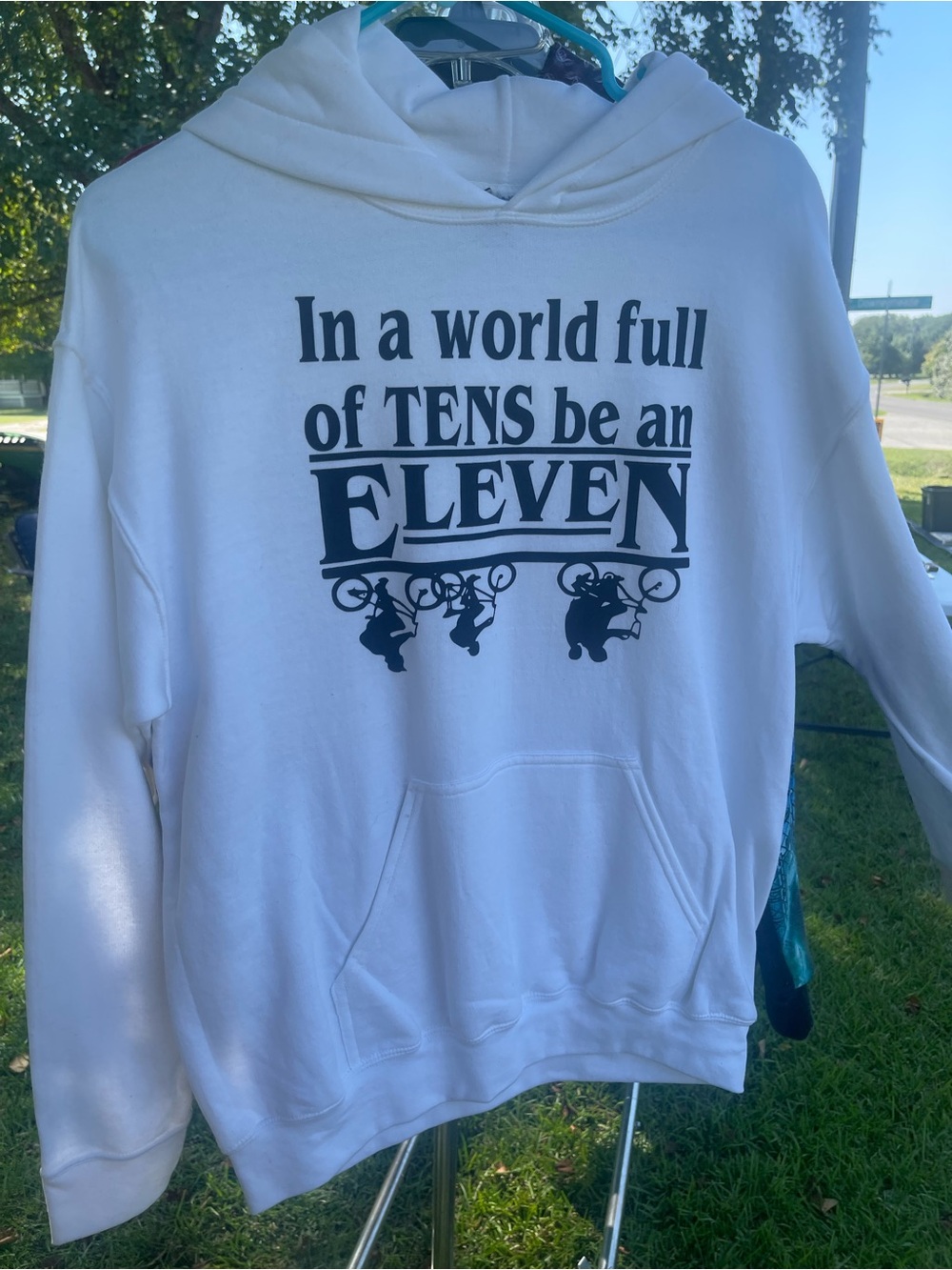 Gildan White Women's Hoodie with Black Inspirational Graphic